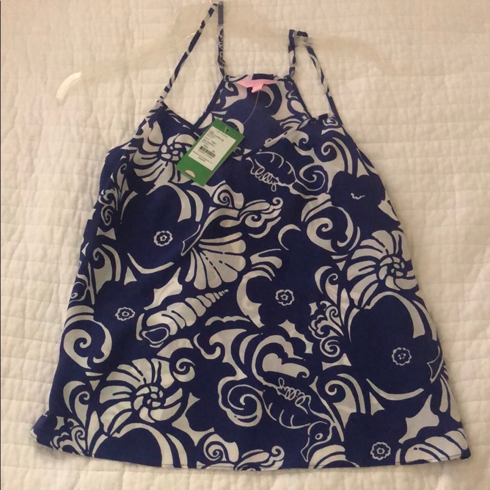 Lilly Pulitzer Blue Silk XS Silk Tank - NWT